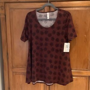LuLaRoe women’s Scoop Neck Short Sleeve Tunic with Dark Floral Print